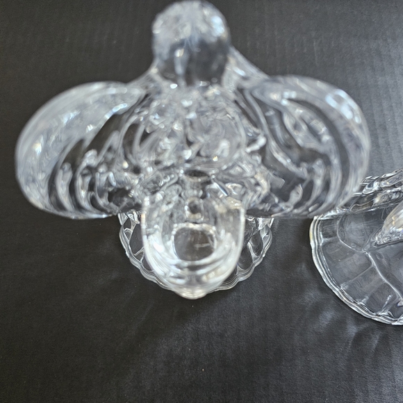 Vintage Angel candle holder pair clear glass taper heavy holiday Decor - Picture 6 of 11